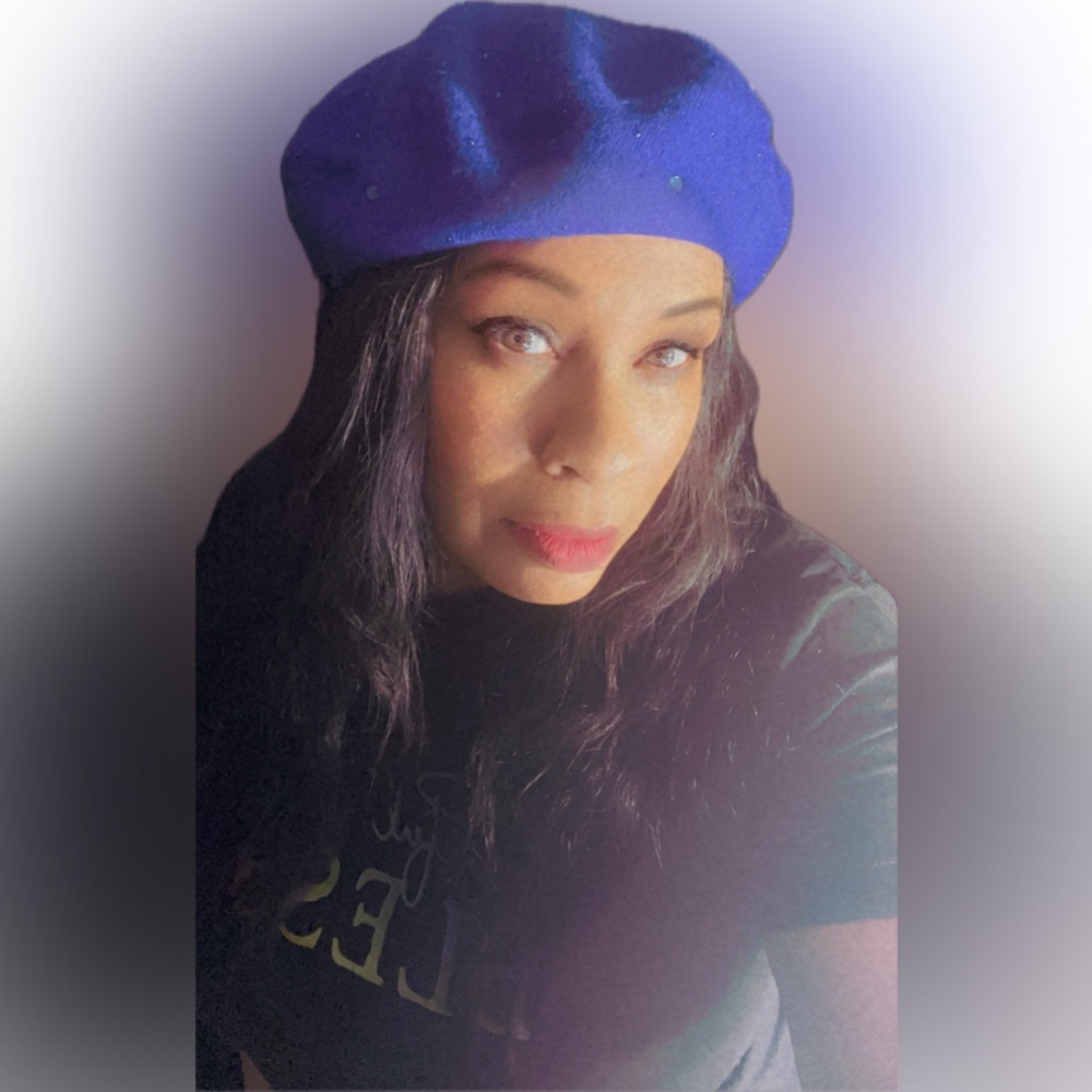 Blue and black hat rhinestone